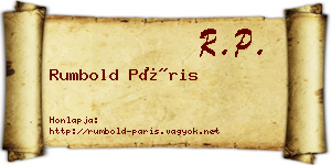Rumbold Páris névjegykártya